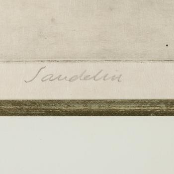 BÖRJE SANDELIN, 2 st, etsningar, signerade och numrerad 19/40 respektive märkt "Tredje avdraget".