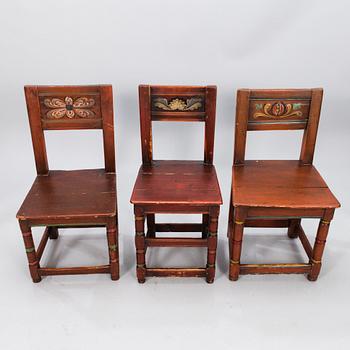 Six 18th/19th Century painted chairs.