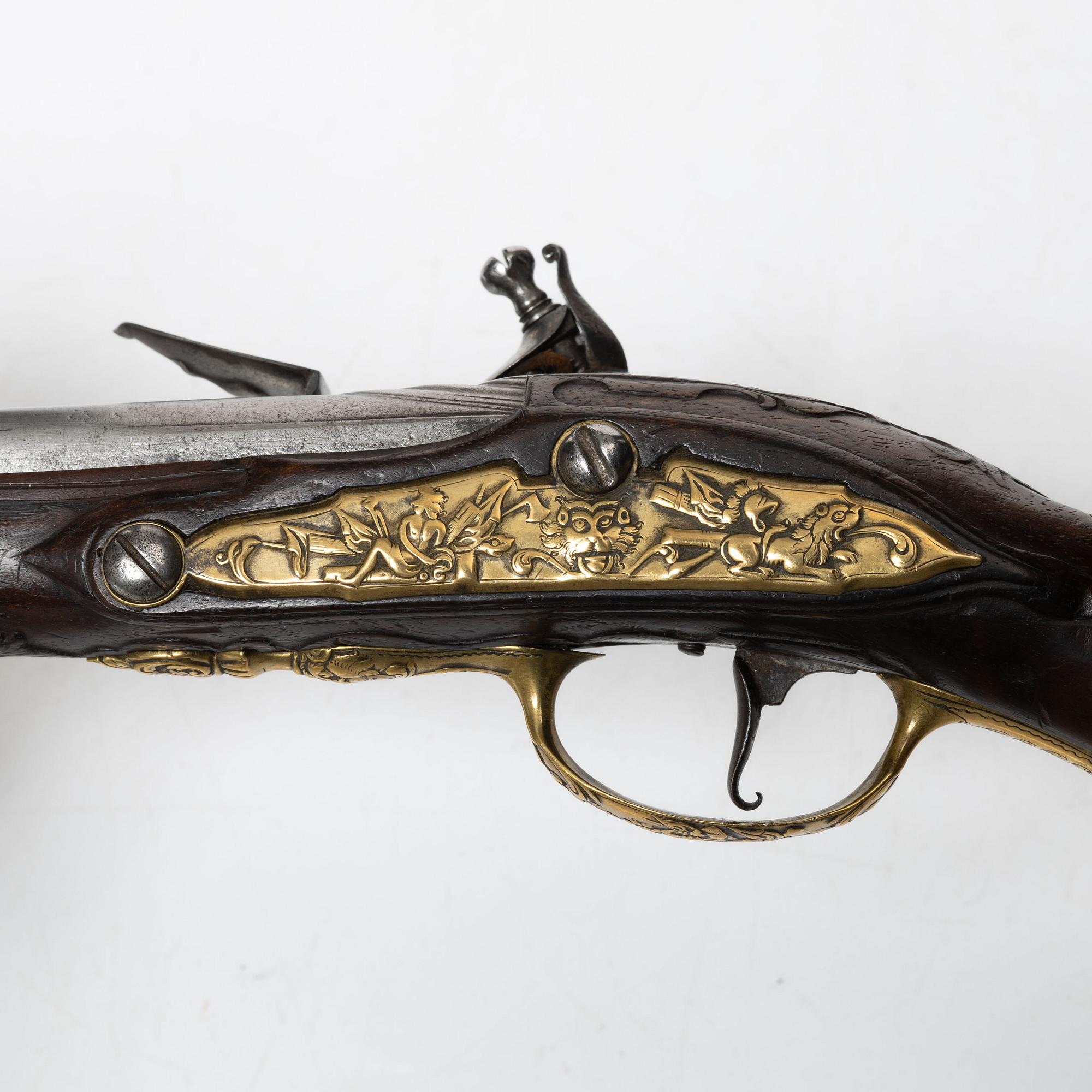 Flintlåspistol, av Claude Niquet, Liège, 1700-talets mitt.