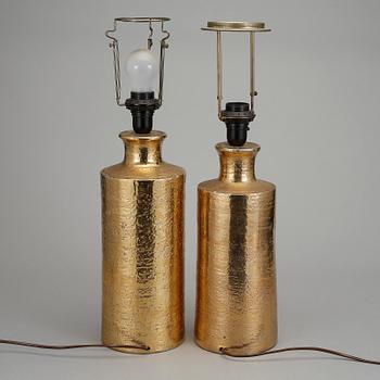 BORDSLAMPOR, 2 st snarlika, keramik, Bitossi, Bergboms, 1900-talets andra hälft.