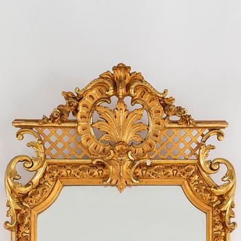 A mirror and console table, late 19th century.