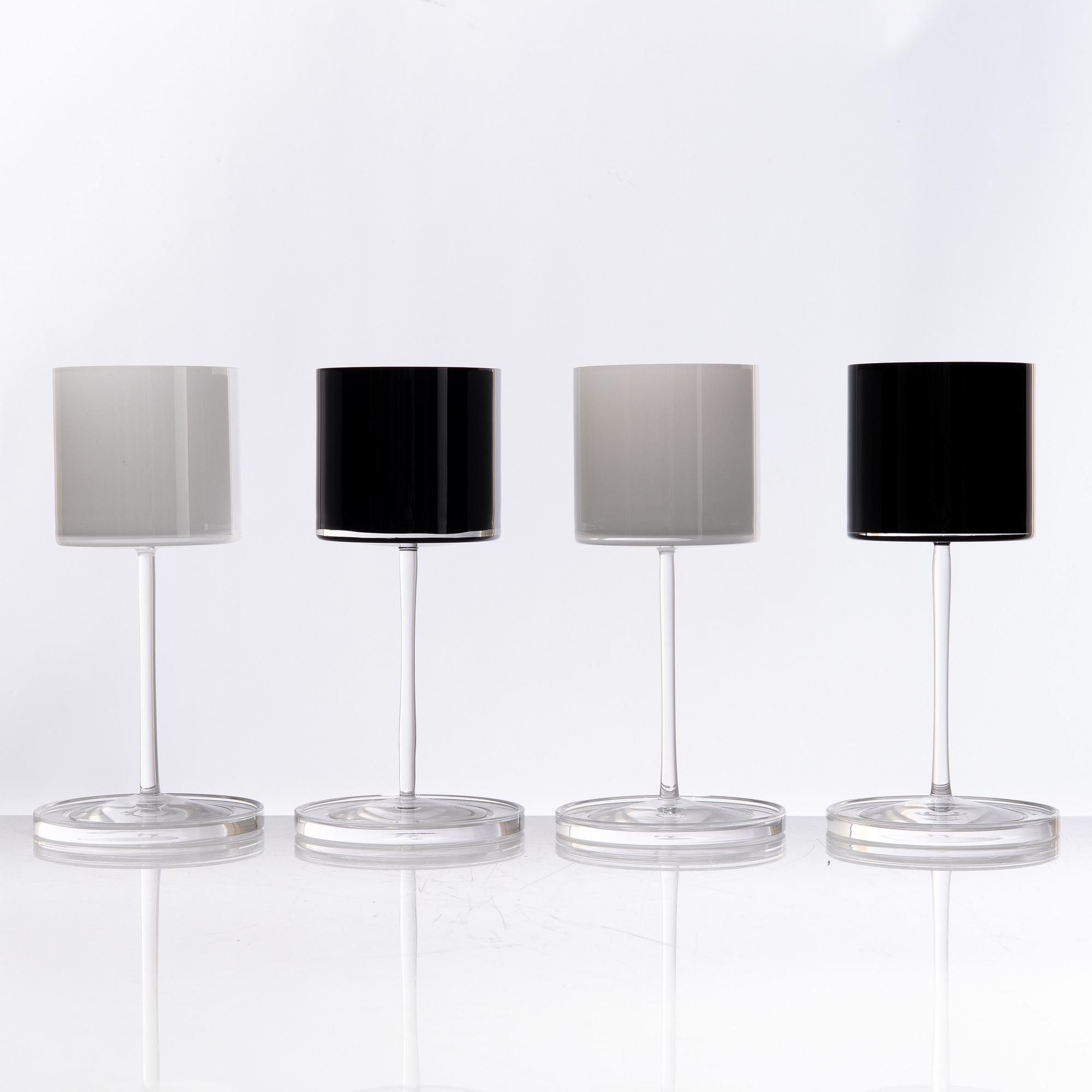 Karl Lagerfeld, 2+2 wine glasses, "Orrefors" for Orrefors.