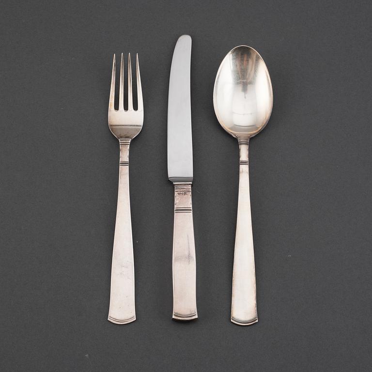 JACOB ÄNGMAN, a 'Rosenholm' part silver cutlery, GAB, Stockholm, 1950/60s (63 pieces).