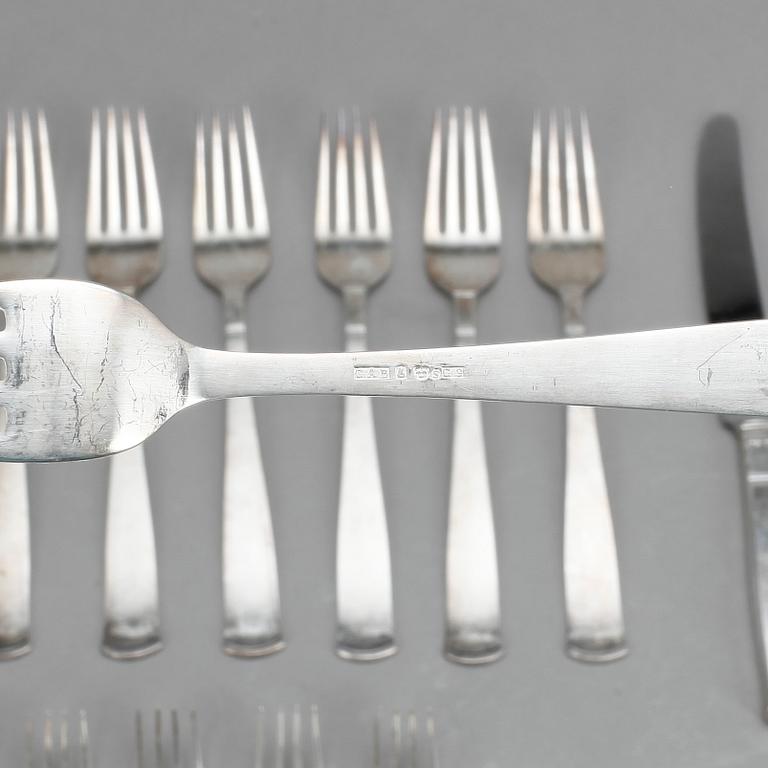 BESTICKSERVIS, 59 delar, silver, "Rosenholm", GAB, 1940-50-tal. Tot ca 2900 gram.