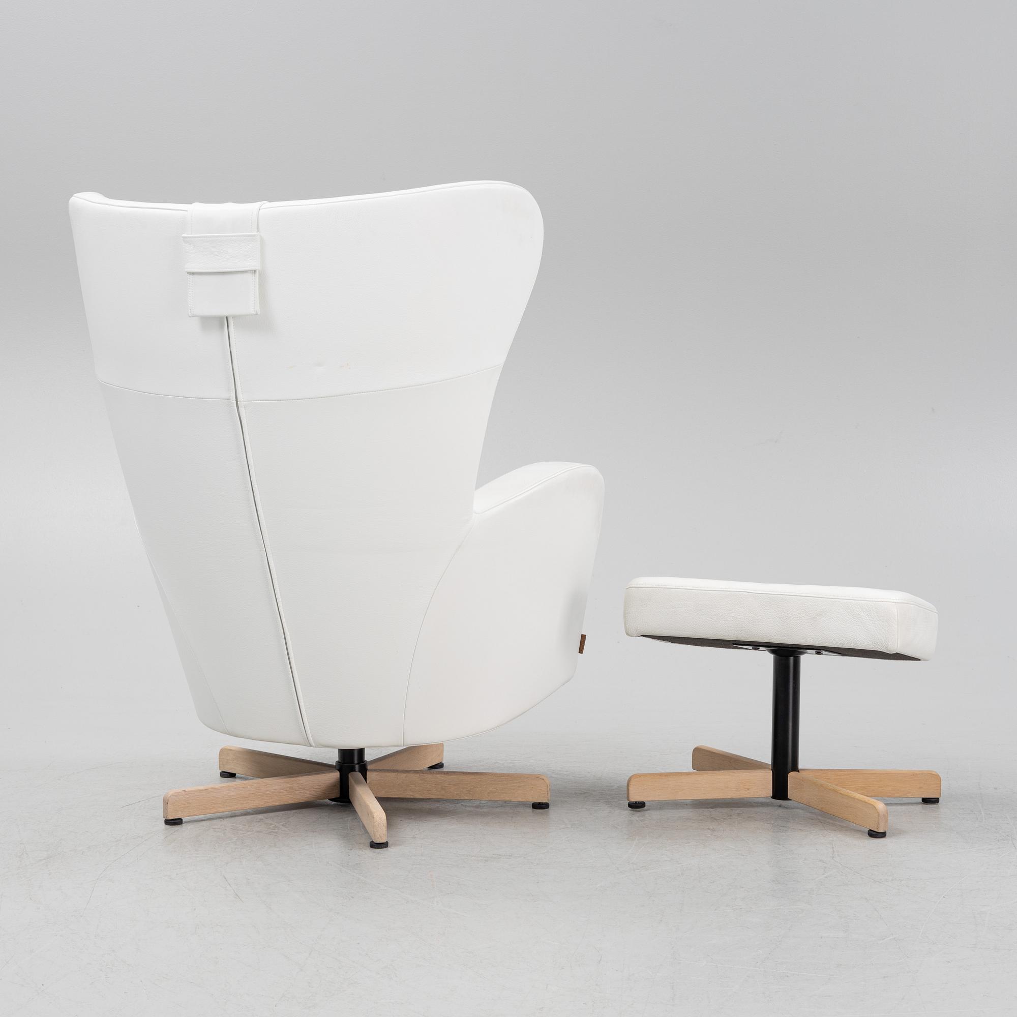Helge Taraldsen, an 'Amanda' leather easy chair and ottoman, Brunstad, Norway, 2014.