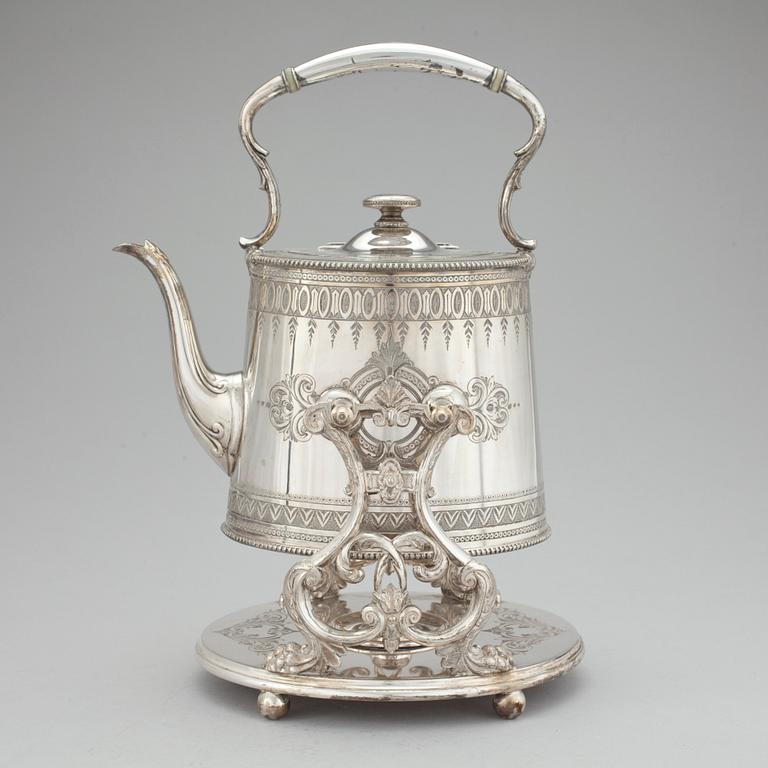 TEKÖK på RECHAUD, nysilver, stämplad James Dixon & sons, Sheffield, omkring sekelskiftet 1900.