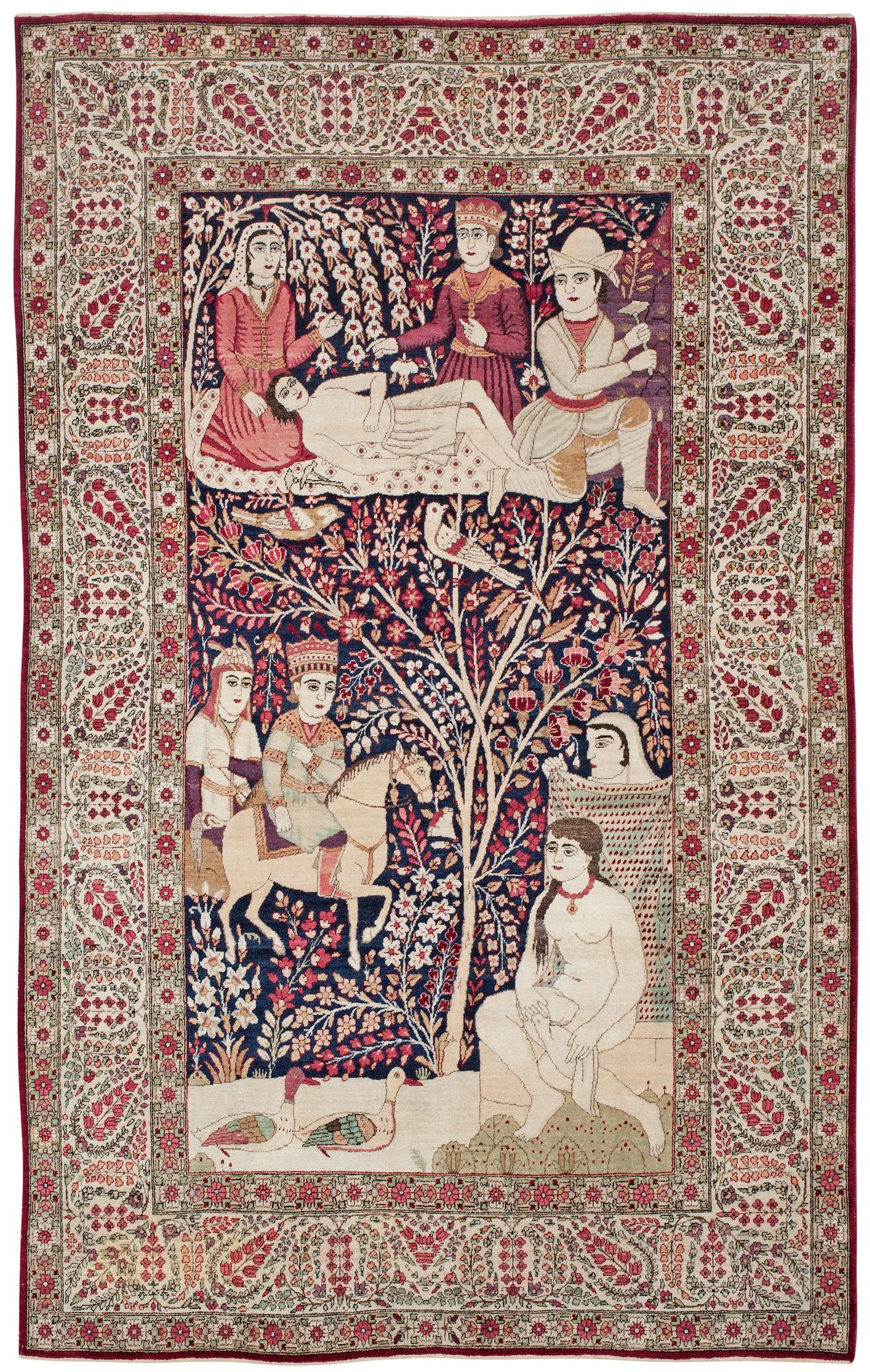 ANTIK/SEMIANTIK KIRMAN LAVER FIGURAL. 210 x 130 cm.