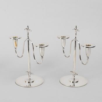 Elis Bergh, kandelabrar, ett par, nysilver, CG Hallberg, Stockholm.