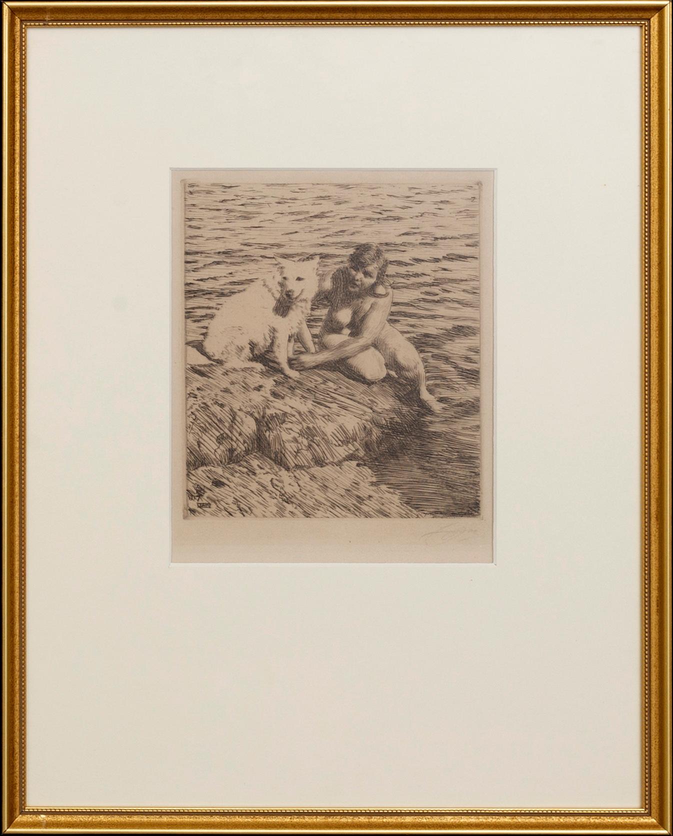 Anders Zorn, a signed etching from 1917.