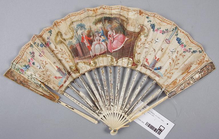 SOLFJÄDER, elfenben, siden, 1700-talets andra hälft.