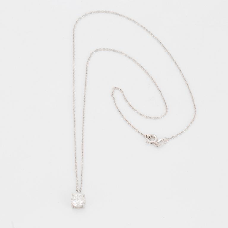 An 18K white gold necklace with a brilliant-cut diamond ca. 1.00 ct. With IGI certificate.
