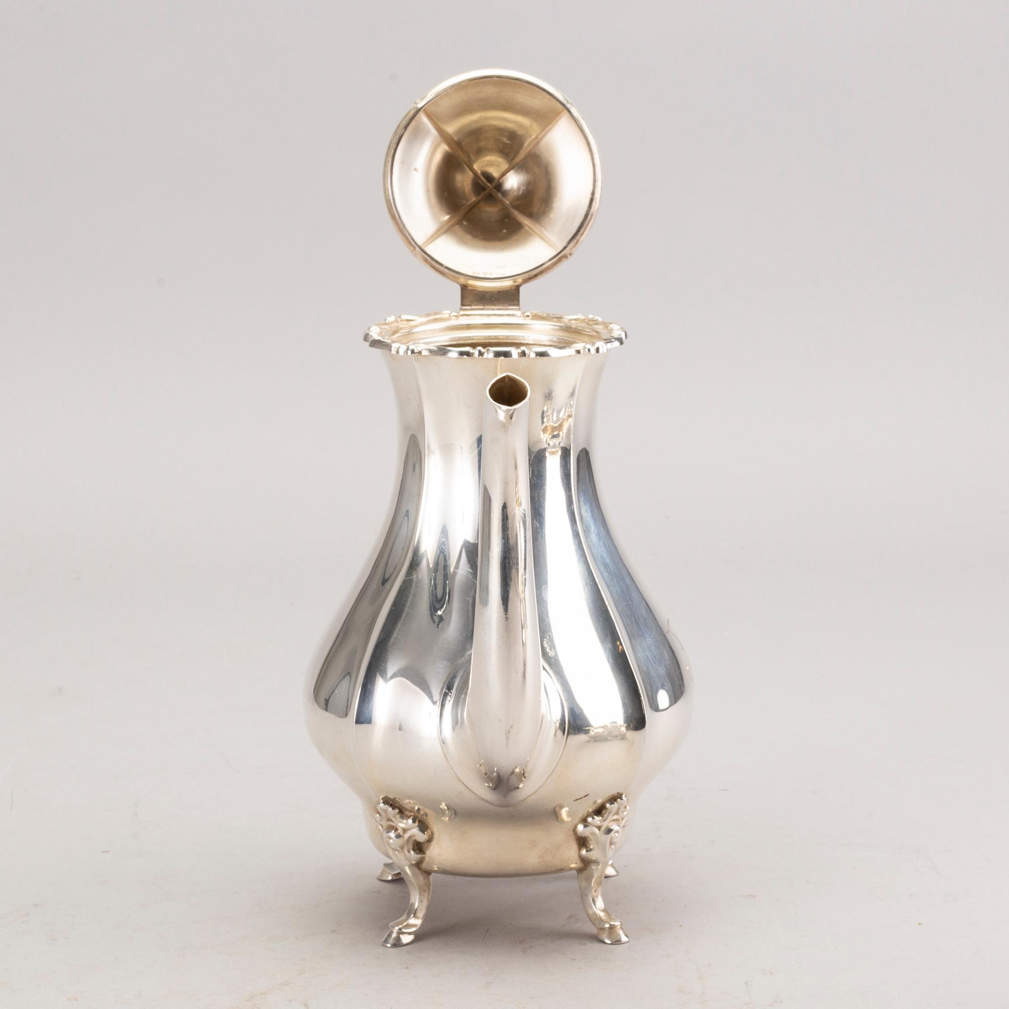 KAFFESERVIS, 3 delar, silver, K Andersson, 1936.