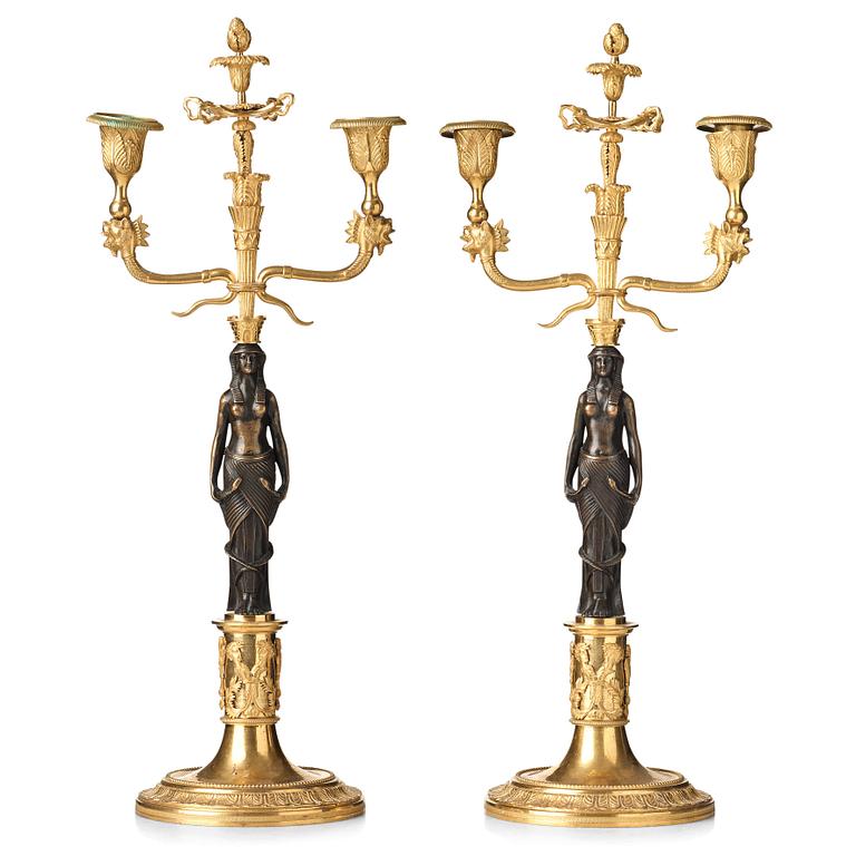 A pair of two-light candelabra, Vienna circa 1800.
