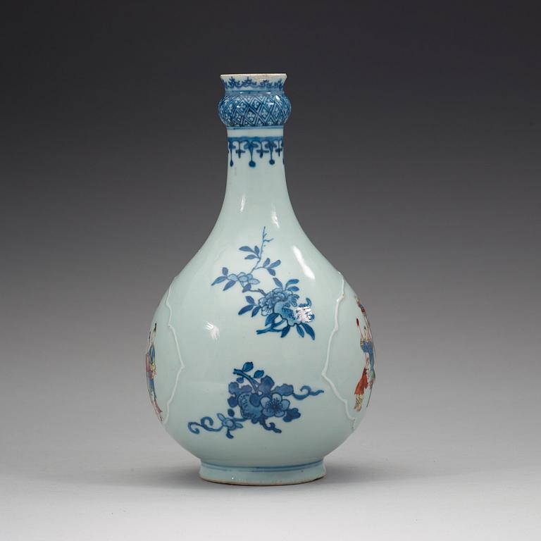 A blue and white and famille rose vase, Qing dynasty Qianlong (1736-95).