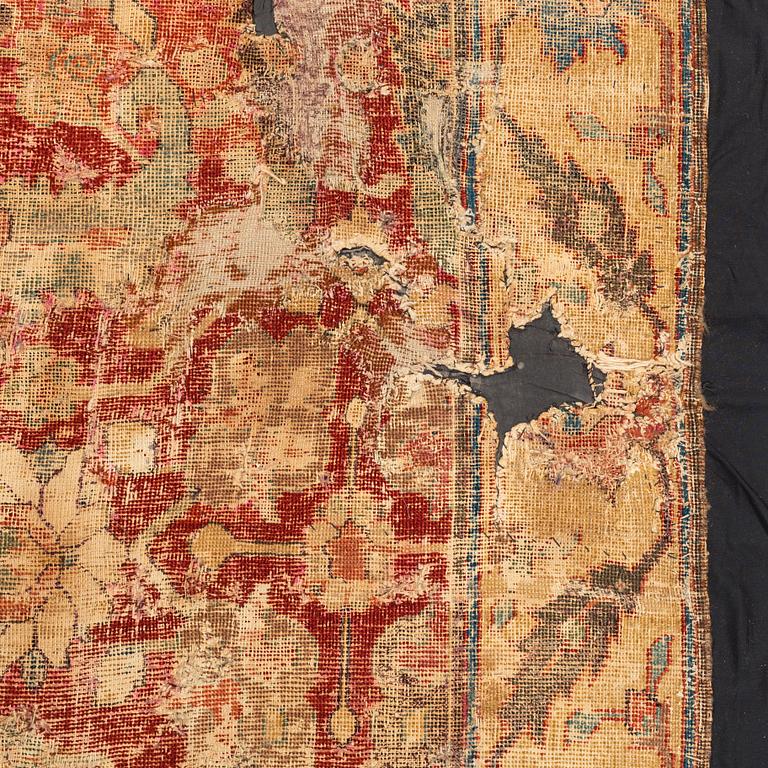 Matta, antik, Nordöst persisk "Blossom and sickle", Safavid dynastin, ca 311 x 156 cm, 1600-tal.