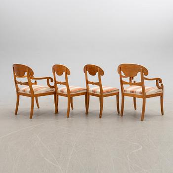 Chairs, two pairs, Karl Johan style. Early 20th century.