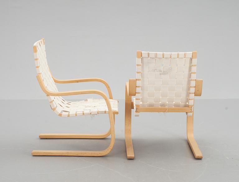 FÅTÖLJER, ett par, "Modell 406", Alvar Aalto, för Artek, Finland.