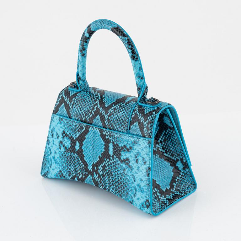 Balenciaga, A snakeskin Embossed Leather 'Hourglass Small' bag.