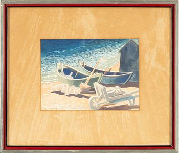 Axel Olson, "Båtar vid stranden".