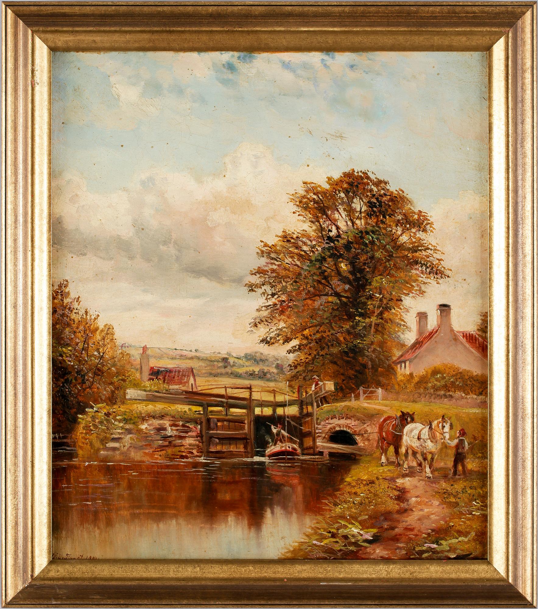 WILLIAM VIVIAN TIPPETT, olja på duk, England. Sign W.V. Tippet 1902.