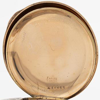 American Waltham Watch Co, fickur, savonett, 14K guld, med kedja, 53,5 mm.