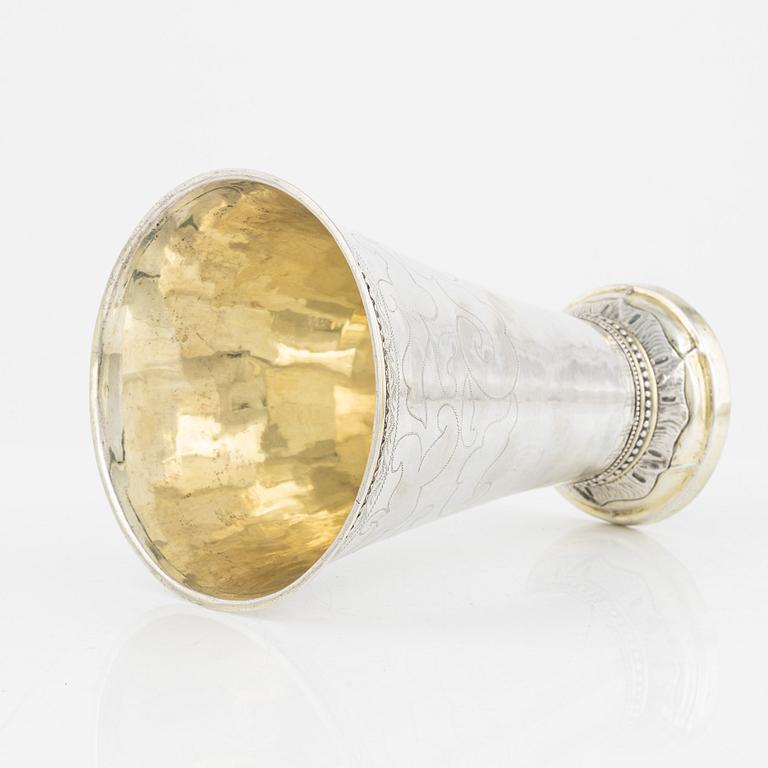 A Swedish parcel-gilt silver beaker, mark of Erik Lemon, Uppsala 1795.
