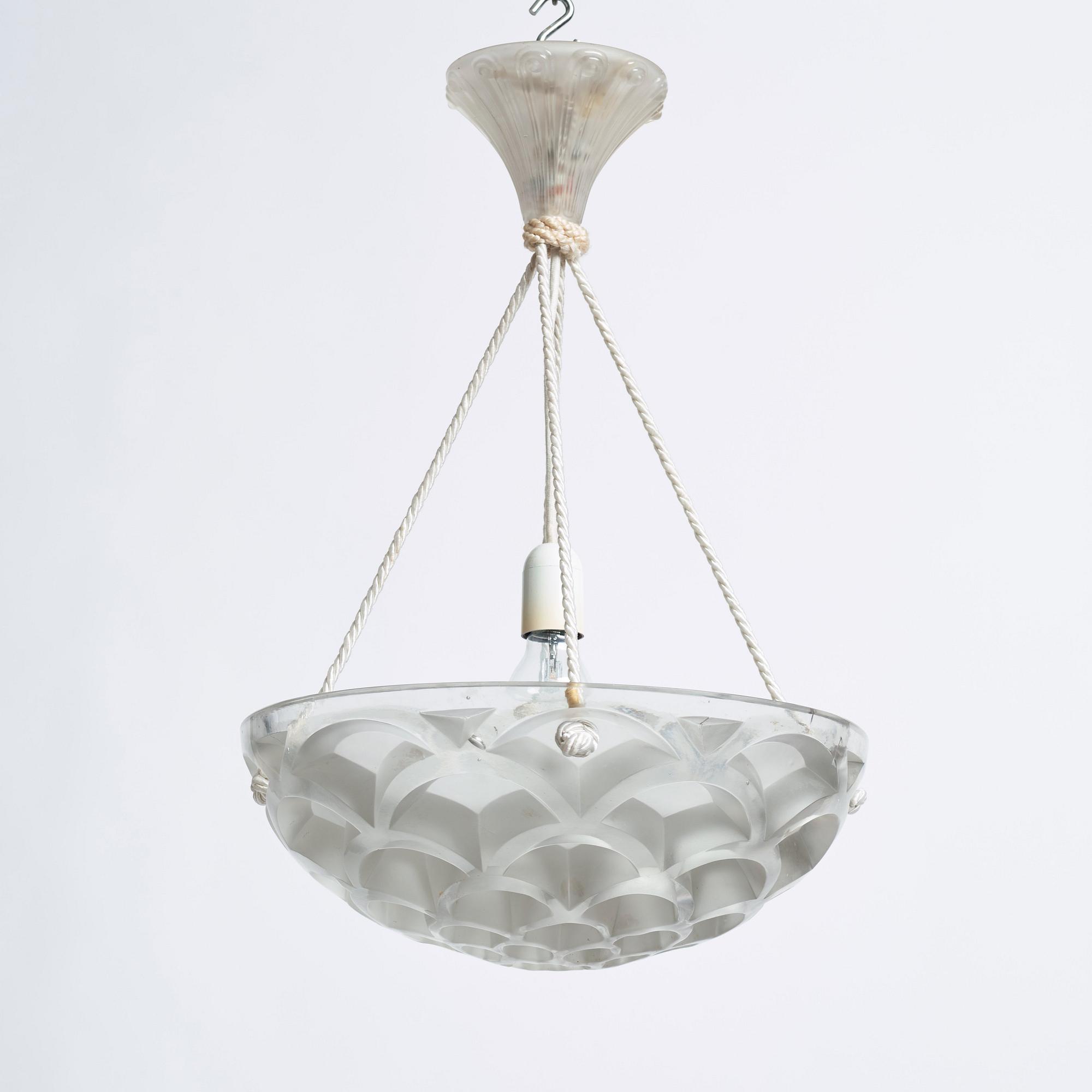 René Lalique, a moulded glass 'Rinceaux' ceiling light, France 1920-30s.
