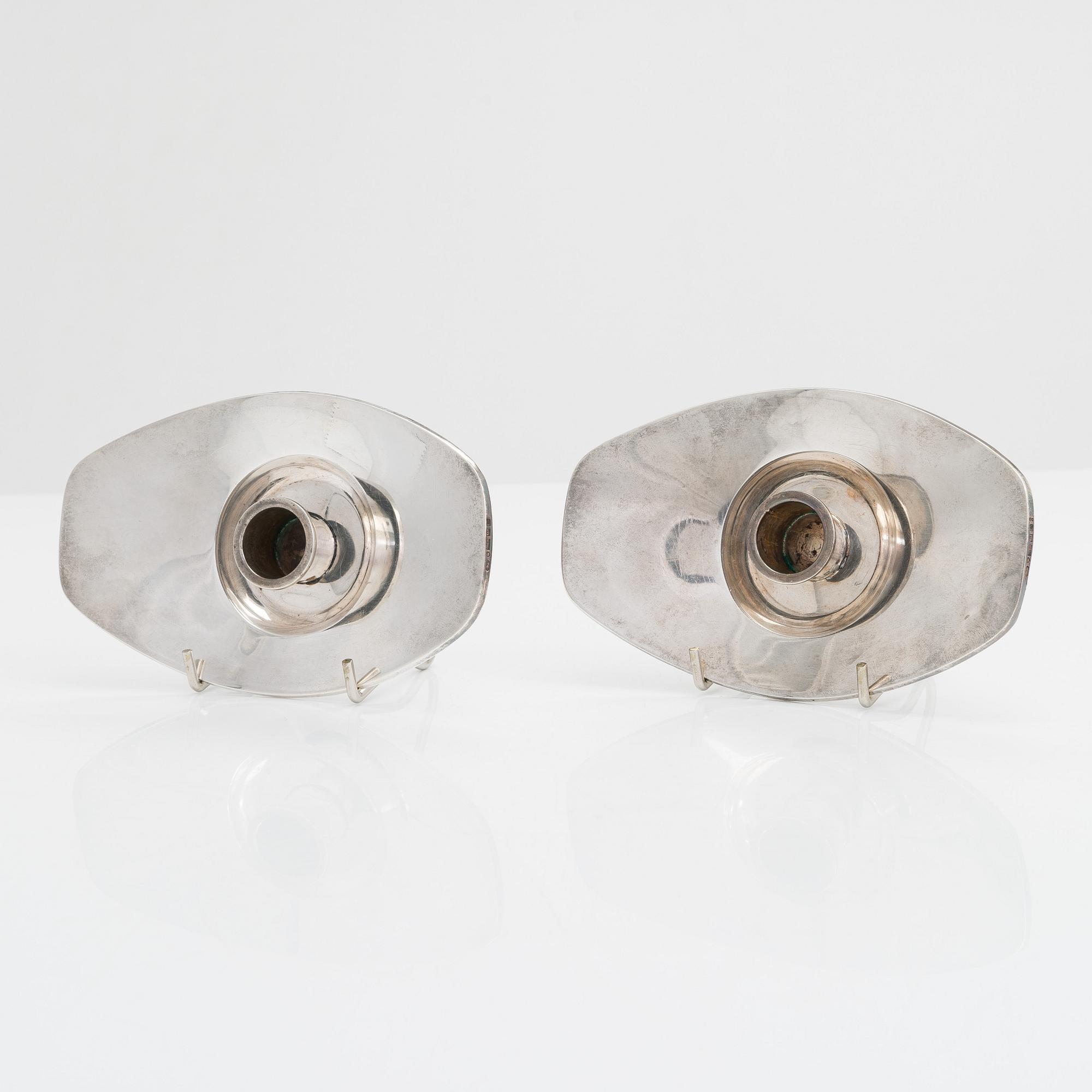 Bertel Gardberg, a pair of silver candleholders for Kultakeskus, Hämeenlinna 1958.