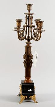 KANDELABER, sten, metall, nyrenässans, sent 1800-tal.