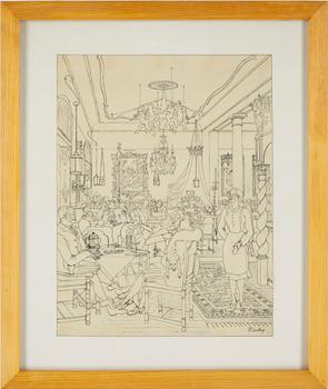 RUDOLF CARLBORG, 9 st, tuschteckningar, sign.