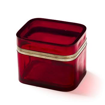 437. Josef Frank, a pewter mounted red-tinted glass box, Firma Svenskt Tenn.