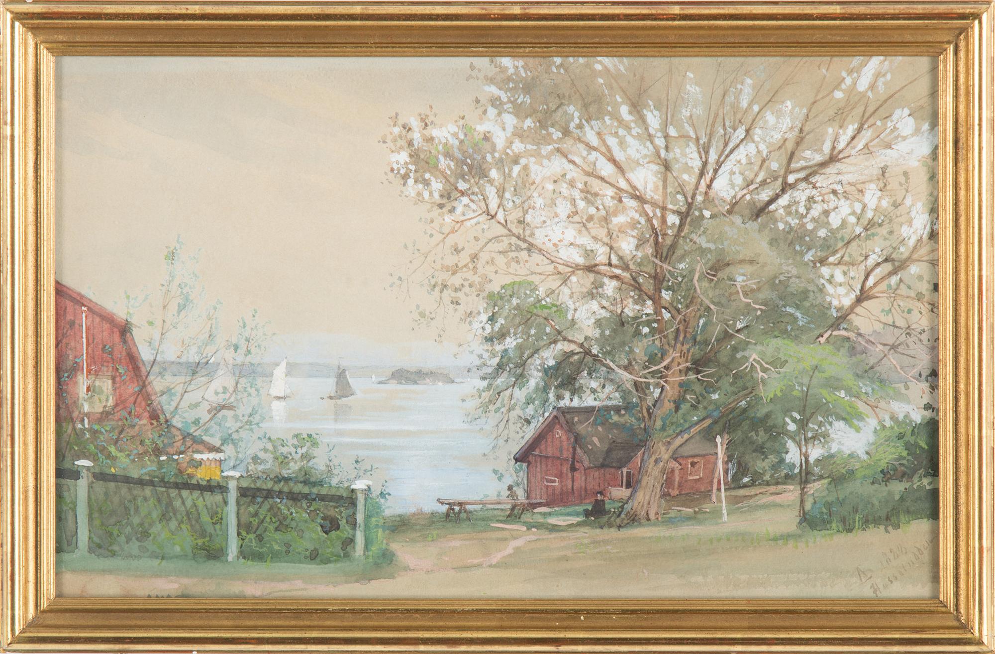 AGNES BÖRJESSON, watercolour, signed AB and dated 1888 Hasseludden.