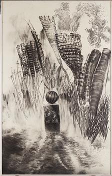 Jack Barth, mixed media on paper mounted on canvas, signed Barth and dated -83.
