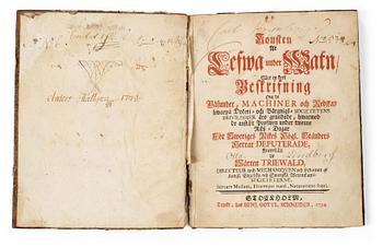 MÅRTEN TRIEWALD (1691-1747), Konsten at Lefwa under Watn, Stockholm 1734 with adition from 1741.