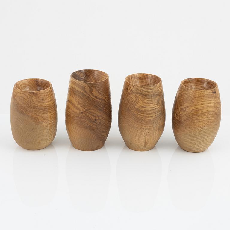 Magnus Ek, a set of four ash wood serving bowls for Oaxen Krog, 2020.