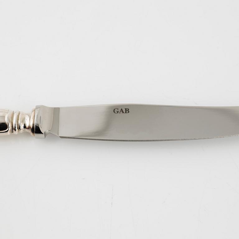 Bestickservis, 100 delar, silver,  modell "Svensk (Rund)",  GAB Eskilstuna, bla 2003.