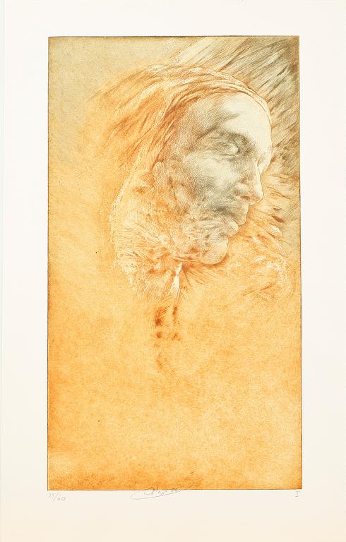 MICHEL VILAGE, gravyr, triptyk, sign o dat 86, numr 13/60.