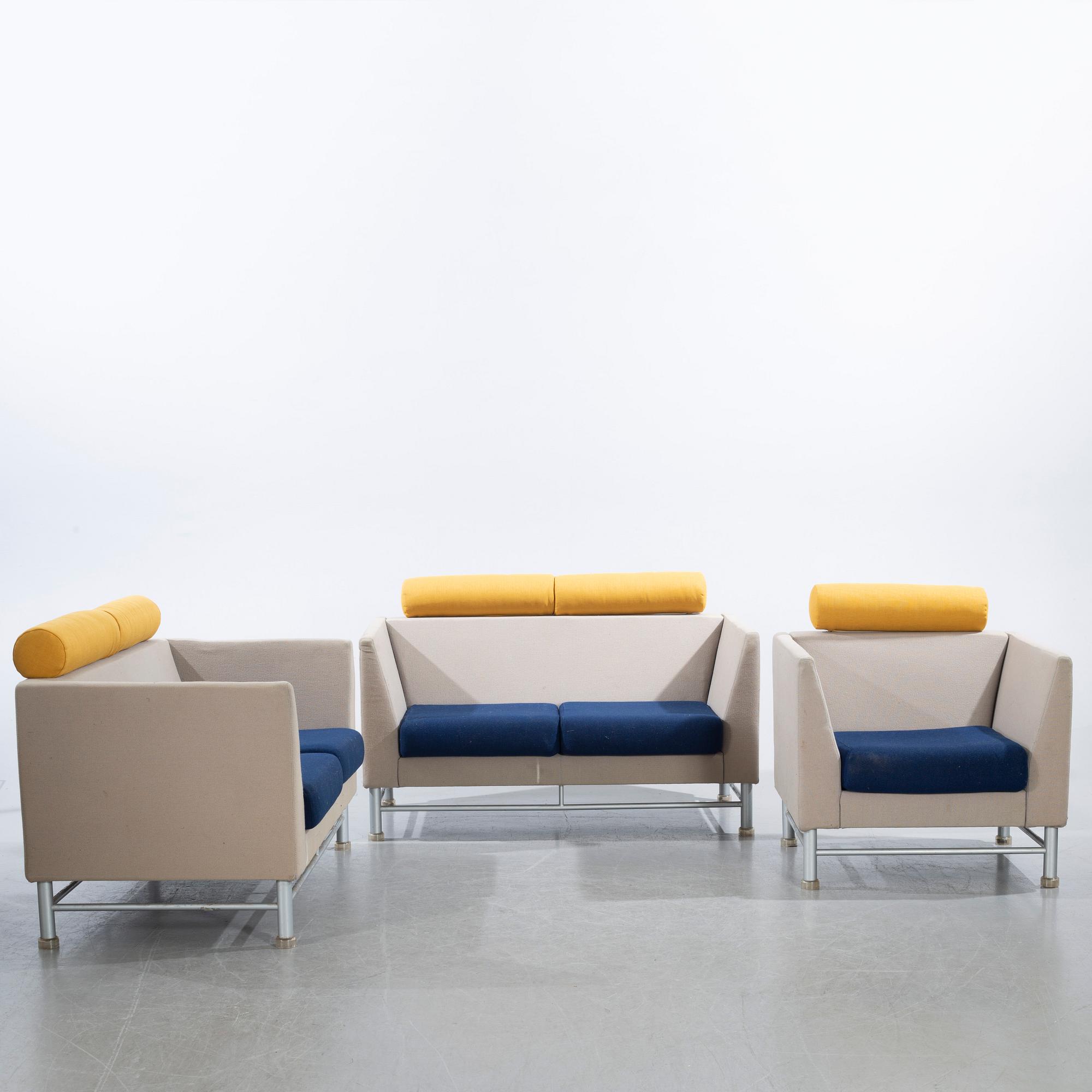 ETTORE SOTTSASS, a 3 piece sofa suit "Eastside" for Knoll Memphis design, 1980's.