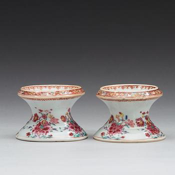 A pair of famille rose salts, Qing dynasty, Qianlong (1736-95).