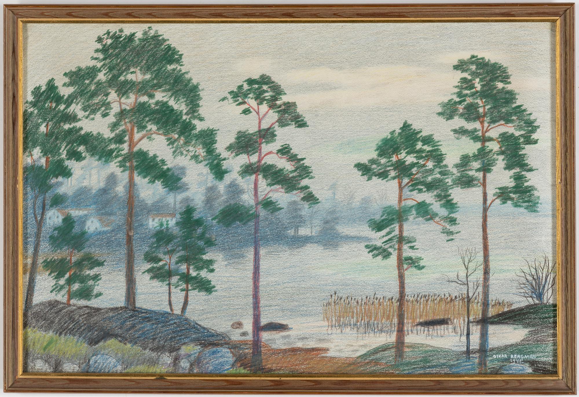 OSKAR BERGMAN, pastel, signed and dated 1945.
