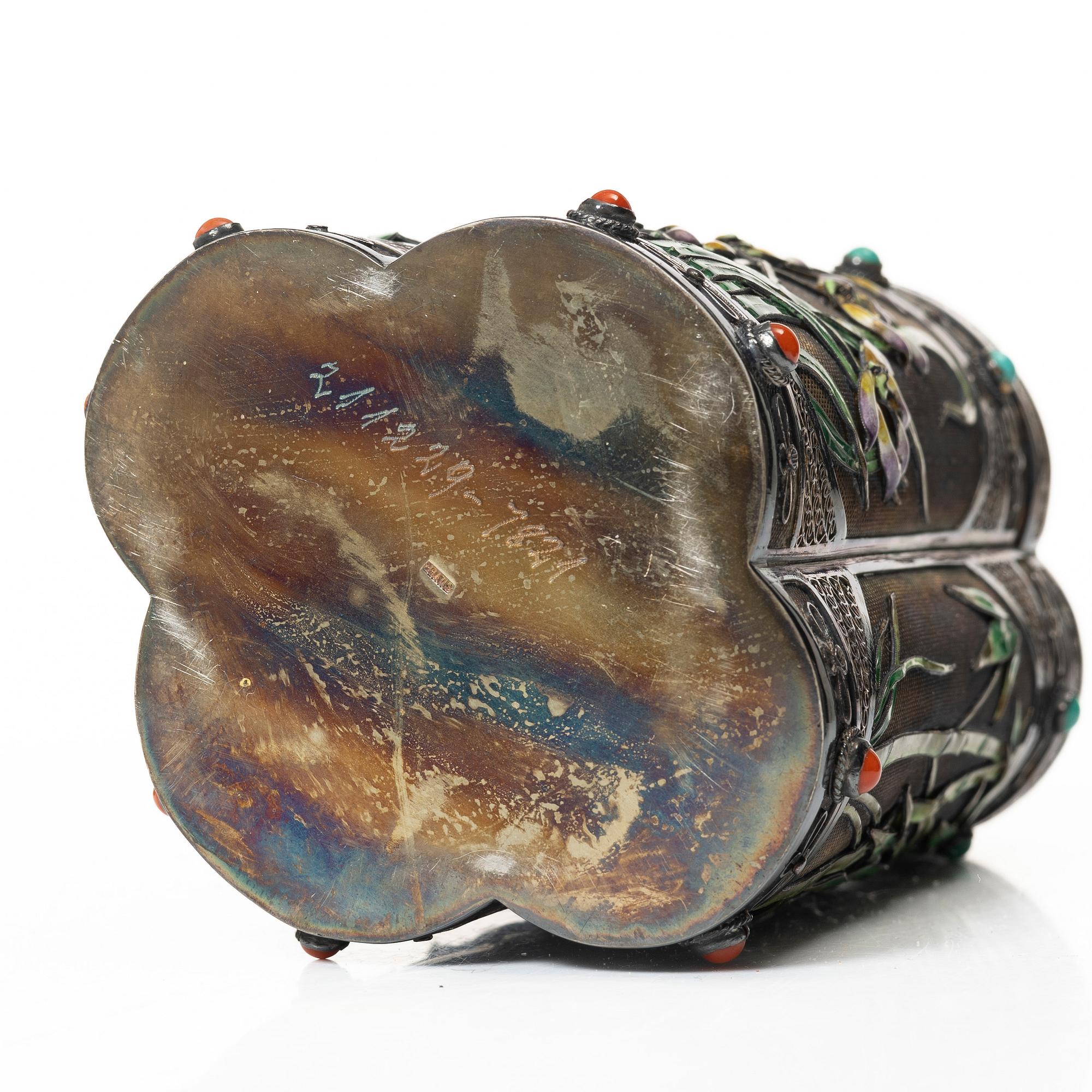 Three enamel and silver boxes, Tibet, first half of the 20th century.