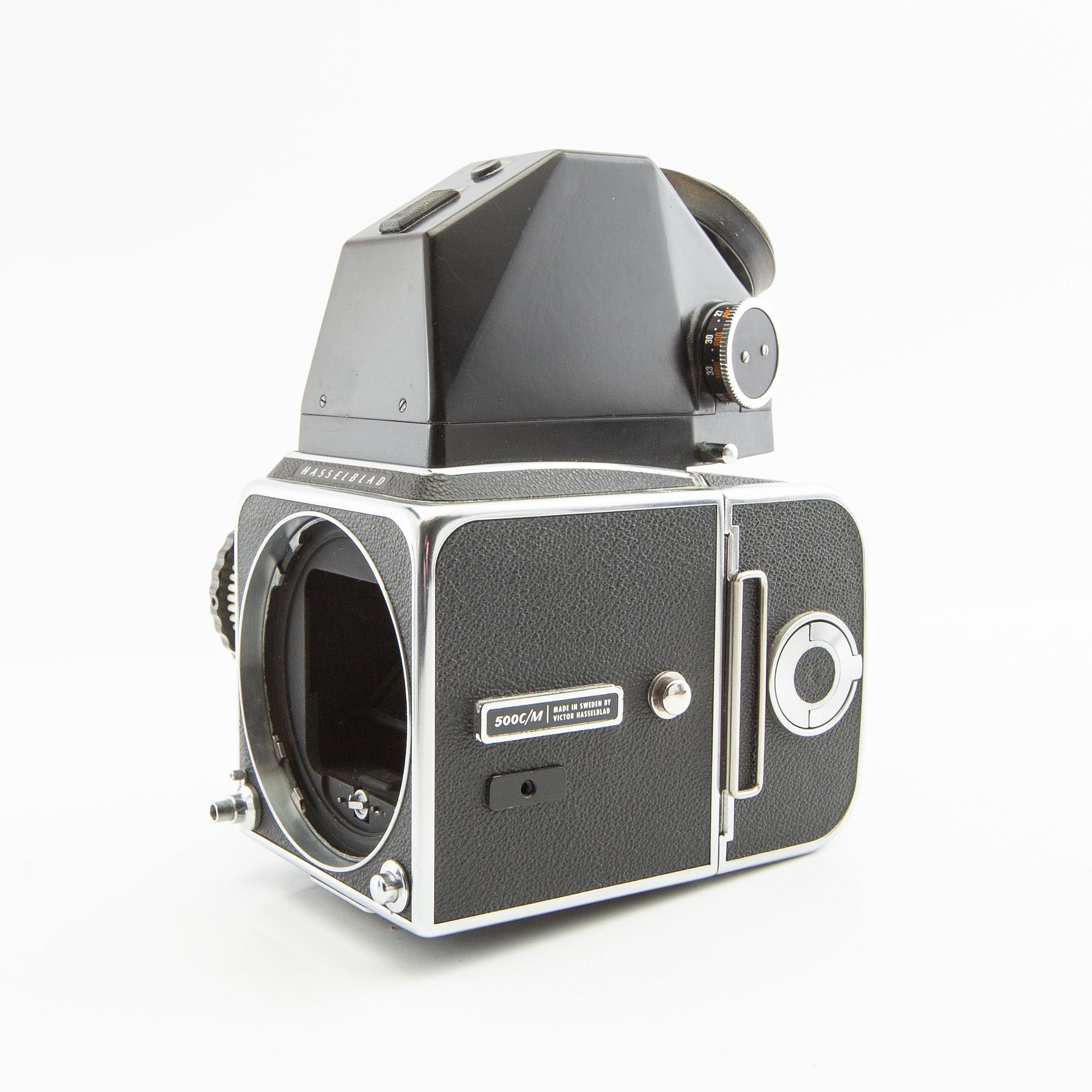 Hasselblad 500 C/M camera with lens and accessories.