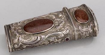 A 18th cent silver necessaire, foreign marks.