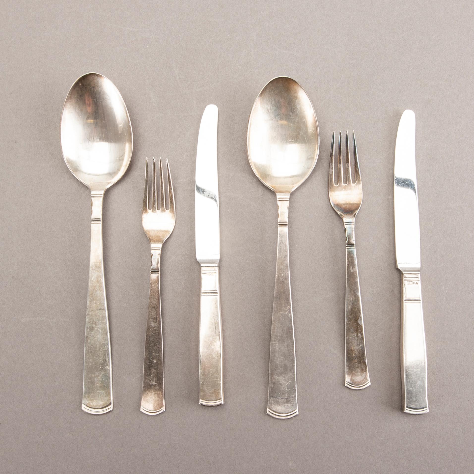 A Swedish 20th century set of 36 pcs of silver cutlery mark of J Ängman/GAB Stockholm 1960s tota weight 1202 gr.
