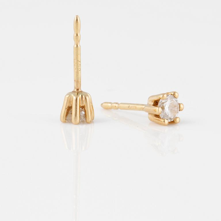 ÖRHÄNGEN, 18K guld med briljantslipade diamanter ca 0.30  ct. Vikt 0,9 gam.