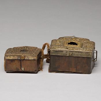 Two Tibetan travel cases/shrines, 19th Century.
