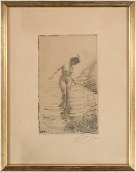 Anders Zorn · ANDERS ZORN, etsning, signerad. Utförd 1907.