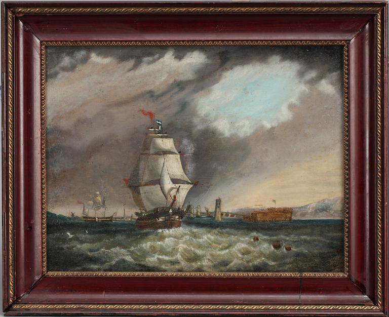 OKÄND KONSTNÄR, olja på duk. 1800-tal.