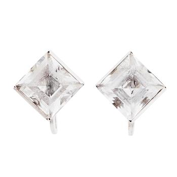 477. Wiwen Nilsson, a pair of sterling silver earrings set with rock crystal. Lund 1941.