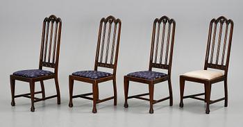 STOLAR, 4 stycken, gotisk stil, England, 1900-talets första del.